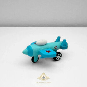 NWT Cute Mini Wooden Fighter Airplane Toy Blue, Red & Aqua Children Toys Ages 5+